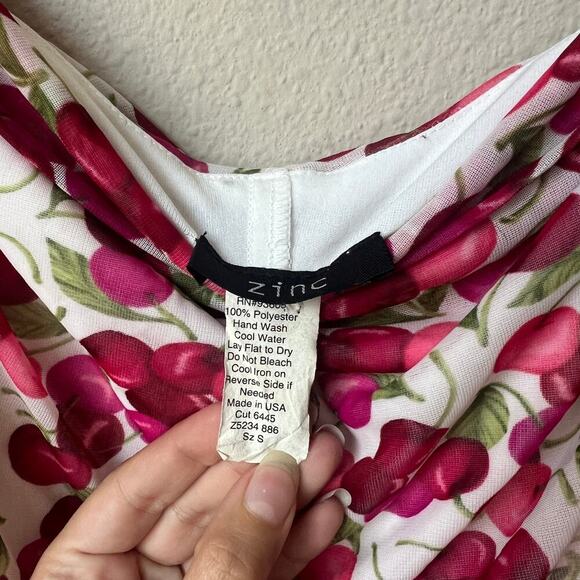Zinc Cherry Print Cowl Neck Slip Dress Size S - Picture 4 of 4